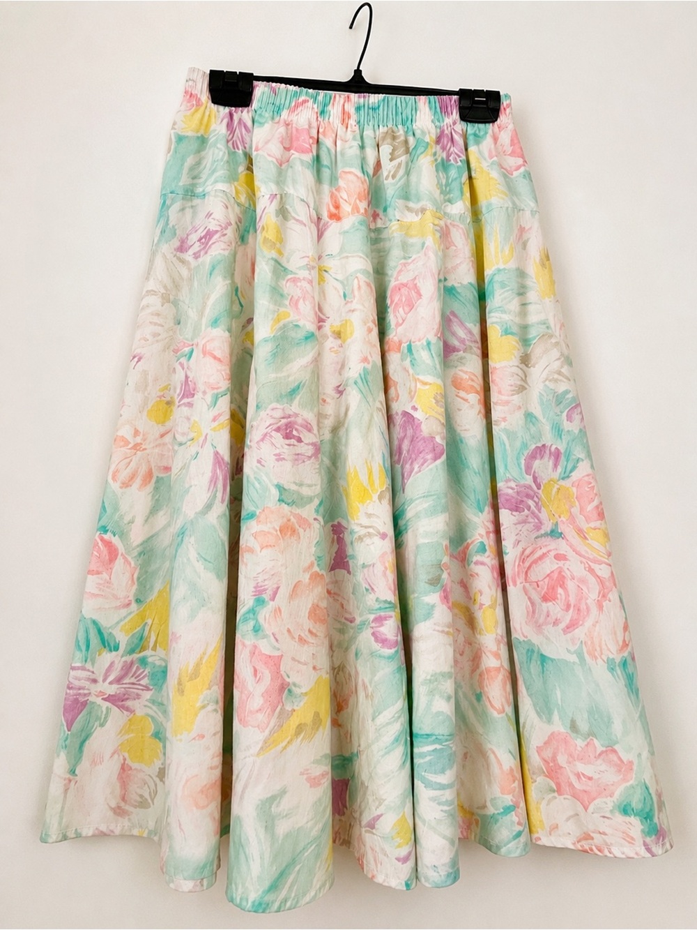 Vintage Giovelli Pastel Floral Midi Skirt | Size Large | Cottagecore